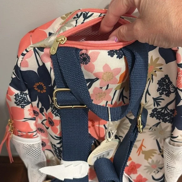 Spartina 449 Floral Backpack - Navy, Coral, Olive - Picture 8 of 10